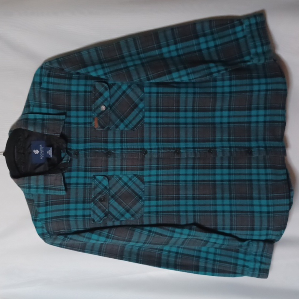 ROCAWEAR CLASSIC Men's Green Cotton Plaid Button Down Shirt. 3XL